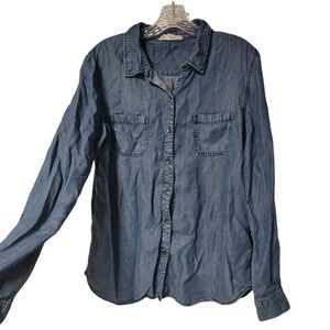 LOVE STITCH Button Down Chambray‎ Size Large